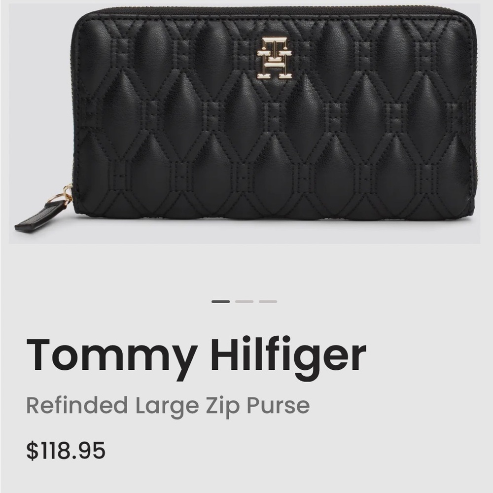 Tommy Hilfiger Black Quilted Large Zip Wallet